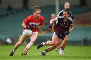 6 August 2018; Ashling Hutchings of Cork in action against Maud Annie Foley of Westmeath during the TG4 All-Ireland Ladies Football Senior Championship quarter-final match between Cork and Westmeath at the Gaelic Grounds in Limerick. Photo by Diarmuid Greene/Sportsfile
