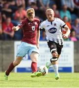 6 August 2018; David Hurley of Cobh Ramblers in action against John Mountney of Dundalk during the EA Sports Cup semi-final match between Cobh Ramblers and Dundalk at St. Colman's Park in Cobh, Co. Cork. Photo by Ben McShane/Sportsfile