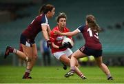 6 August 2018; Doireann O'Sullivan of Cork in action against Laura Brennan and Lucy McCartan of Westmeath during the TG4 All-Ireland Ladies Football Senior Championship quarter-final match between Cork and Westmeath at the Gaelic Grounds in Limerick. Photo by Diarmuid Greene/Sportsfile