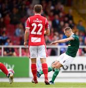 6 August 2018; Rory Hale of Derry City shoots to score his side's first goal during the EA Sports Cup semi-final match between Sligo Rovers and Derry City at the Showgrounds in Sligo. Photo by Stephen McCarthy/Sportsfile