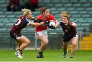 6 August 2018; Ciara O'Sullivan of Cork in action against Fiona Claffey, left, and Nicole Feery of Westmeath during the TG4 All-Ireland Ladies Football Senior Championship quarter-final match between Cork and Westmeath at the Gaelic Grounds in Limerick. Photo by Diarmuid Greene/Sportsfile