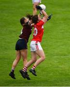 6 August 2018; Ciara O'Sullivan of Cork in action against Rachel Dillon of Westmeath during the TG4 All-Ireland Ladies Football Senior Championship quarter-final match between Cork and Westmeath at the Gaelic Grounds in Limerick. Photo by Diarmuid Greene/Sportsfile