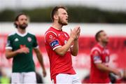 6 August 2018; David Cawley of Sligo Rovers reacts to a missed chance during the EA Sports Cup semi-final match between Sligo Rovers and Derry City at the Showgrounds in Sligo. Photo by Stephen McCarthy/Sportsfile