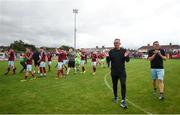 6 August 2018; The Cobh Ramblers squad led by manager Stephen Henderson claps to the supporters following their victory in the EA Sports Cup semi-final match between Cobh Ramblers and Dundalk at St. Colman's Park in Cobh, Co. Cork. Photo by Ben McShane/Sportsfile