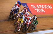 6 August 2018; Lydia Boylan of Ireland, bottom, third from front, competing in the Women's Omnium Elimination race during day three of the 2018 European Championships at the Sir Chris Hoy Velodrome in Glasgow, Scotland. Photo by David Fitzgerald/Sportsfile
