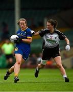 6 August 2018; Sarah Hogan of Wicklow in action against Lauren Boles of Sligo during the TG4 All-Ireland Ladies Football Intermediate Championship quarter-final match between Sligo and Wicklow at the Gaelic Grounds in Limerick. Photo by Diarmuid Greene/Sportsfile