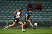 6 August 2018; Lucy Mulhall of Wicklow in action against Nicola Brennan of Sligo during the TG4 All-Ireland Ladies Football Intermediate Championship quarter-final match between Sligo and Wicklow at the Gaelic Grounds in Limerick. Photo by Diarmuid Greene/Sportsfile
