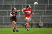 6 August 2018; Orlagh Farmer of Cork in action against Lucy McCartan of Westmeath during the TG4 All-Ireland Ladies Football Senior Championship quarter-final match between Cork and Westmeath at the Gaelic Grounds in Limerick. Photo by Diarmuid Greene/Sportsfile