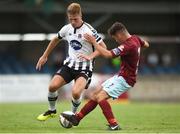6 August 2018; Daniel Cleary of Dundalk in action against Stephen Christopher of Cobh Ramblers during the EA Sports Cup semi-final match between Cobh Ramblers and Dundalk at St. Colman's Park in Cobh, Co. Cork. Photo by Ben McShane/Sportsfile