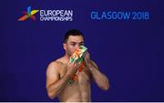 7 August 2018; Oliver Dingley of Ireland prior to the Men's 1m Springboard Preliminary heat during day six of the 2018 European Championships at the Royal Commonwealth Pool in Edinburgh, Scotland. Photo by David Fitzgerald/Sportsfile