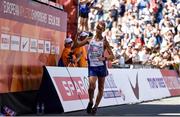 7 August 2018; Matej Tóth of Slovakia celebrates finishing second the in the Men's 50km Walk event during Day 1 of the 2018 European Athletics Championships in Berlin, Germany.  Photo by Sam Barnes/Sportsfile