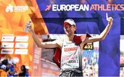 7 August 2018; Carl Dohmann of Germany celebrates finishing fifth in the Men's 50km Walk event during Day 1 of the 2018 European Athletics Championships in Berlin, Germany.  Photo by Sam Barnes/Sportsfile