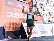 7 August 2018; Dzmitry Dziubin of Belarus celebrates finishing third in the Men's 50km Walk event during Day 1 of the 2018 European Athletics Championships in Berlin, Germany.  Photo by Sam Barnes/Sportsfile