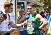 7 August 2018; Brendan Boyce of Ireland is interviewed by David Gillick for RTE after the Men's 50km Walk event during Day 1 of the 2018 European Athletics Championships in Berlin, Germany. Photo by Sam Barnes/Sportsfile