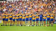 5 August 2018; The Clare team stand for the national anthem prior to the GAA Hurling All-Ireland Senior Championship semi-final replay match between Galway and Clare at Semple Stadium in Thurles, Co Tipperary. Photo by Brendan Moran/Sportsfile