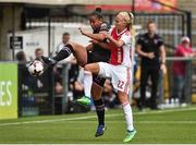 7 August 2018; Rianna Jarrett of Wexford Youths in action against Line Røddik of Ajax during the UEFA Women’s Champions League Qualifier match between Ajax and Wexford Youths at Seaview in Belfast, Antrim. Photo by Oliver McVeigh/Sportsfile