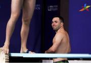 7 August 2018; Oliver Dingley of Ireland reacts as he looks at the scoreboard following his final dive in the Men's 1m Springboard Preliminary final during day six of the 2018 European Championships at the Royal Commonwealth Pool in Edinburgh, Scotland. Photo by David Fitzgerald/Sportsfile