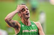 7 August 2018; Thomas Barr of Ireland reacts after competing in the Men's 400m Hurdles Semi-Final during Day 1 of the 2018 European Athletics Championships at The Olympic Stadium in Berlin, Germany. Photo by Sam Barnes/Sportsfile