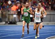 7 August 2018; Stephen Scullion of Ireland, left, and Girmaw Amare of Israel competing in the Men's 10,000m event during Day 1 of the 2018 European Athletics Championships at The Olympic Stadium in Berlin, Germany. Photo by Sam Barnes/Sportsfile