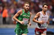 7 August 2018; Stephen Scullion of Ireland, left, and Samuel Barata of Portgual competing in the Men's 10,000m event during Day 1 of the 2018 European Athletics Championships at The Olympic Stadium in Berlin, Germany. Photo by Sam Barnes/Sportsfile