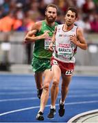 7 August 2018; Stephen Scullion of Ireland, left, and Samuel Barata of Portgual competing in the Men's 10,000m event during Day 1 of the 2018 European Athletics Championships at The Olympic Stadium in Berlin, Germany. Photo by Sam Barnes/Sportsfile