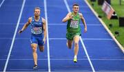 8 August 2018; Marcus Lawler of Ireland, right, and Davide Manenti of Italy competing in the Men's 200m Heats during Day 2 of the 2018 European Athletics Championships at The Olympic Stadium in Berlin, Germany. Photo by Sam Barnes/Sportsfile