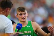 8 August 2018; Marcus Lawler of Ireland, is interviewed by David Gillick for RTE, after competing in the Men's 200m Heats during Day 2 of the 2018 European Athletics Championships at The Olympic Stadium in Berlin, Germany. Photo by Sam Barnes/Sportsfile
