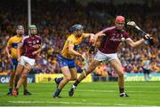 5 August 2018; Jonathan Glynn of Galway shoots to score his side's first goal of the game despite the attention of David McInerney of Clare during the GAA Hurling All-Ireland Senior Championship semi-final replay between Galway and Clare at Semple Stadium in Thurles, Co Tipperary. Photo by Ramsey Cardy/Sportsfile