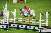 8 August 2018; Jamie Barge of USA competing on Luebbo during the Minerva Stakes during the StenaLine Dublin Horse Show at the RDS Arena in Dublin. Photo by Eóin Noonan/Sportsfile