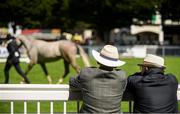 8 August 2018; Gentlemen watch as horses are paraded around ring 1 during the StenaLine Dublin Horse Show at the RDS Arena in Dublin. Photo by Eóin Noonan/Sportsfile