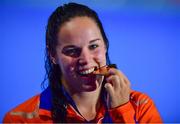 8 August 2018; Celine Van Duijn of Netherlands with her gold medal after winning the Women's 10m Platform Final during day seven of the 2018 European Championships at the Royal Commonwealth Pool in Edinburgh, Scotland. Photo by David Fitzgerald/Sportsfile