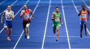 8 August 2018; Leon Reid of Ireland, second from right, competing in the Men's 200m Semi-Final during Day 2 of the 2018 European Athletics Championships at The Olympic Stadium in Berlin, Germany. Photo by Sam Barnes/Sportsfile