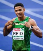 8 August 2018; Leon Reid of Ireland after competing in the Men's 200m Semi-Final during Day 2 of the 2018 European Athletics Championships at The Olympic Stadium in Berlin, Germany. Photo by Sam Barnes/Sportsfile