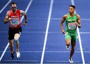 8 August 2018; Leon Reid of Ireland, right, and Ramil Guliyev of Turkey competing in the Men's 200m Semi-Final during Day 2 of the 2018 European Athletics Championships at The Olympic Stadium in Berlin, Germany. Photo by Sam Barnes/Sportsfile