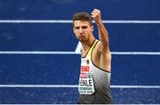 8 August 2018; Fabian Heinle of Germany celebrates whilst competing in the Men's Long Jump Final during Day 2 of the 2018 European Athletics Championships at The Olympic Stadium in Berlin, Germany. Photo by Sam Barnes/Sportsfile