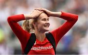8 August 2018; Michaela Hrubá of Czech Republic reacts after competing in Women's High Jump Qualifying during Day 2 of the 2018 European Athletics Championships at Berlin in Germany. Photo by Sam Barnes/Sportsfile