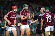 8 August 2018; Cian Salmon, centre, and Jack Canning of Galway, left, appeal to referee Sean Cleere during the Bord Gais Energy GAA Hurling All-Ireland U21 Championship Semi-Final match between Galway and Tipperary at the Gaelic Grounds in Limerick. Photo by Diarmuid Greene/Sportsfile