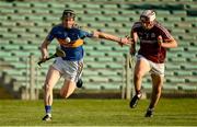 8 August 2018; Jerome Cahill of Tipperary in action against Jack Fitzpatrick of Galway during the Bord Gais Energy GAA Hurling All-Ireland U21 Championship Semi-Final match between Galway and Tipperary at the Gaelic Grounds in Limerick. Photo by Diarmuid Greene/Sportsfile