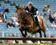 9 August 2018; Holly Smith of Great Britain competing on Quality Old Joker who finished third in the Clayton Hotel Ballsbridge Speed Derby during the StenaLine Dublin Horse Show at the RDS Arena in Dublin. Photo by Matt Browne/Sportsfile