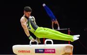 9 August 2018; Rhys McClenaghan of Ireland in action on the Pommel Horse in the Senior Men's Individual Apparatus qualification during day eight of the 2018 European Championships at The SSE Hydro in Glasgow, Scotland. Photo by David Fitzgerald/Sportsfile