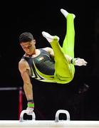 9 August 2018; Rhys McClenaghan of Ireland in action on the Pommel Horse in the Senior Men's Individual Apparatus qualification during day eight of the 2018 European Championships at The SSE Hydro in Glasgow, Scotland. Photo by David Fitzgerald/Sportsfile