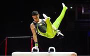 9 August 2018; Rhys McClenaghan of Ireland in action on the Pommel Horse in the Senior Men's Individual Apparatus qualification during day eight of the 2018 European Championships at The SSE Hydro in Glasgow, Scotland. Photo by David Fitzgerald/Sportsfile