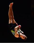 9 August 2018; Adam Steele of Ireland in action on the Vault in the Senior Men's Individual Apparatus qualification during day eight of the 2018 European Championships at The SSE Hydro in Glasgow, Scotland. Photo by David Fitzgerald/Sportsfile