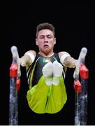 9 August 2018; Adam Steele of Ireland in action on the Parallel Bars in the Senior Men's Individual Apparatus qualification during day eight of the 2018 European Championships at The SSE Hydro in Glasgow, Scotland. Photo by David Fitzgerald/Sportsfile