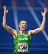 9 August 2018; Thomas Barr of Ireland celebrates after winning a bronze medal following the Men's 400m Hurdles Final during Day 3 of the 2018 European Athletics Championships at The Olympic Stadium in Berlin, Germany. Photo by Sam Barnes/Sportsfile
