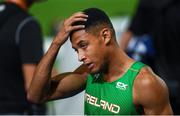 9 August 2018; Leon Reid of Ireland dejected after competing in the Men's 200m Final during Day 3 of the 2018 European Athletics Championships at The Olympic Stadium in Berlin, Germany. Photo by Sam Barnes/Sportsfile