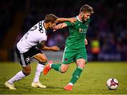 9 August 2018; Kieran Sadlier of Cork City in action against Vegar Hedenstad of Rosenborg during the UEFA Europa League Third Qualifying Round 1st Leg match between Cork City and Rosenborg at Turners Cross in Cork. Photo by Stephen McCarthy/Sportsfile