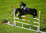 10 August 2018; Vincent Byrne of Ireland competing on Ganturano during the  International 7 and 8 Year Olds during the StenaLine Dublin Horse Show at the RDS Arena in Dublin. Photo by Harry Murphy/Sportsfile