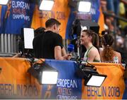 10 August 2018; Ciara Mageean of Ireland, is interviewed by David Gillick for RTE after competing in the Women's 1500m event during Day 4 of the 2018 European Athletics Championships at The Olympic Stadium in Berlin, Germany. Photo by Sam Barnes/Sportsfile