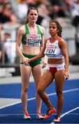 10 August 2018; Ciara Mageean of Ireland shakes hands with Marta Pen of Portugal after competing in the Women's 1500m event during Day 4 of the 2018 European Athletics Championships at The Olympic Stadium in Berlin, Germany. Photo by Sam Barnes/Sportsfile